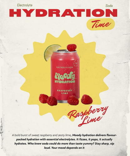 MOODY Electrolyte Soda (Raspberry & Lime) Multipack