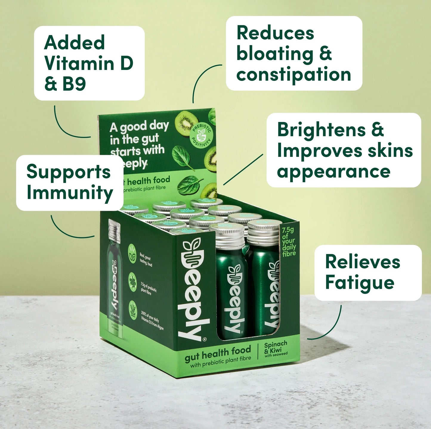 Deeply Prebiotic Fibre Shot (Spinach & Kiwi) Multipack